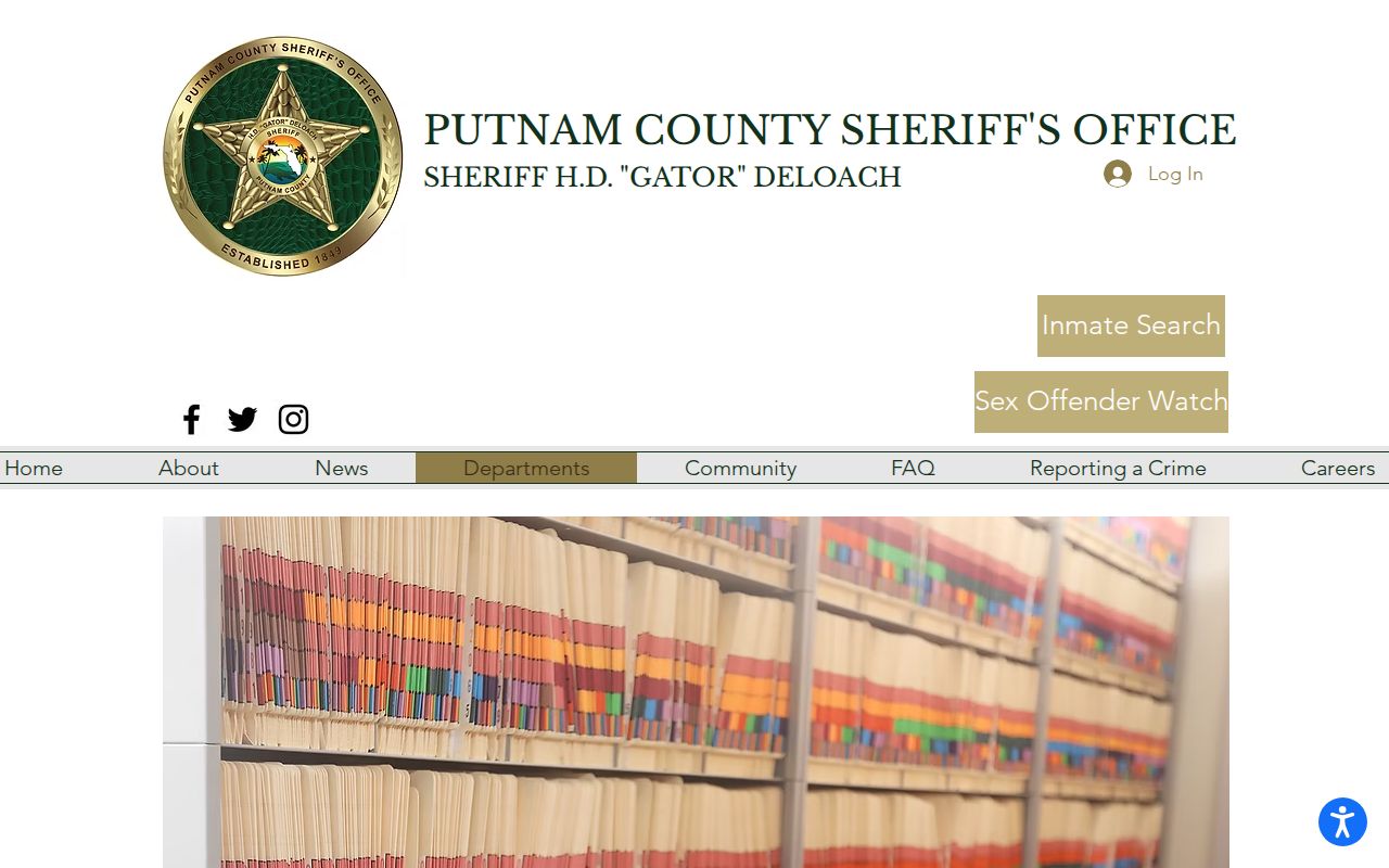 Putnam County release records request channels on the PCSO public records page