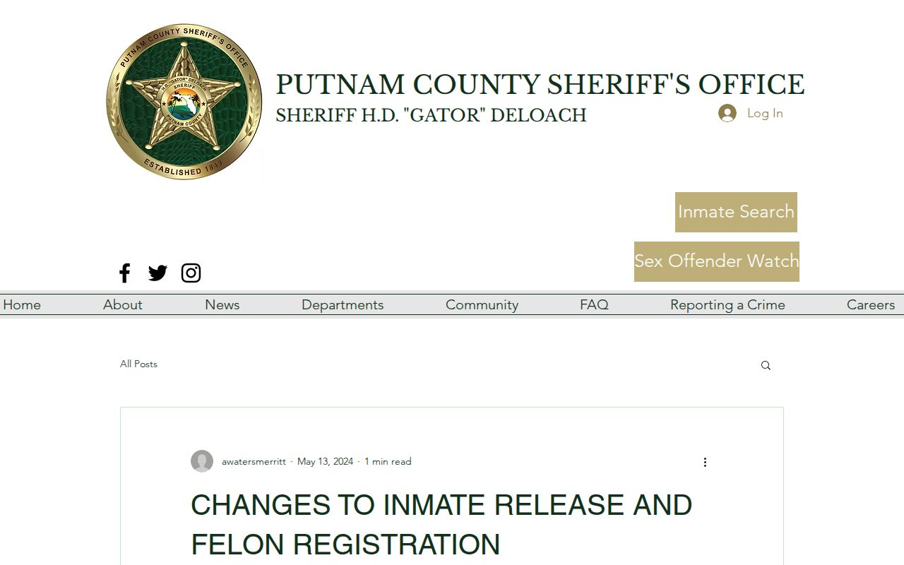Putnam County jail release processing schedule for weekdays weekends and holidays