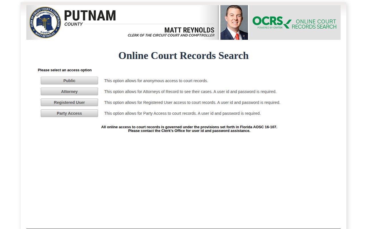 Putnam County court records search for a released inmate case