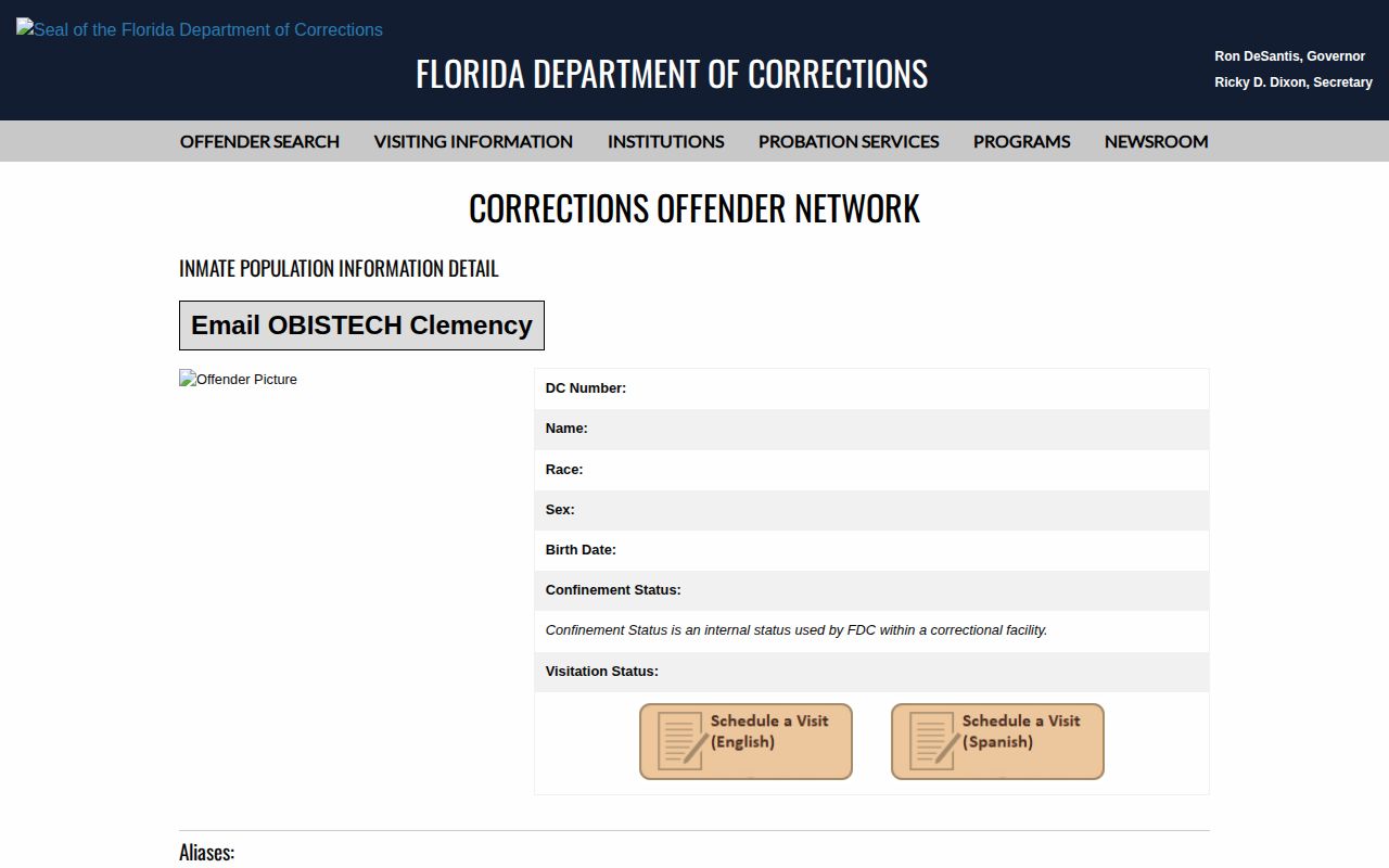 FDC active inmate detail showing the Current Release Date label